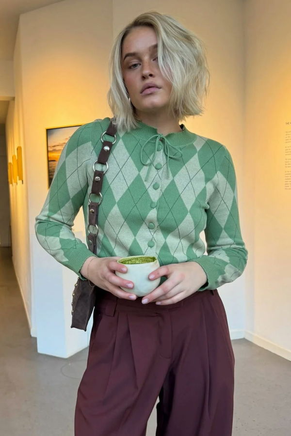 House of Sunny Argyle Lounge Cardigan - Matcha