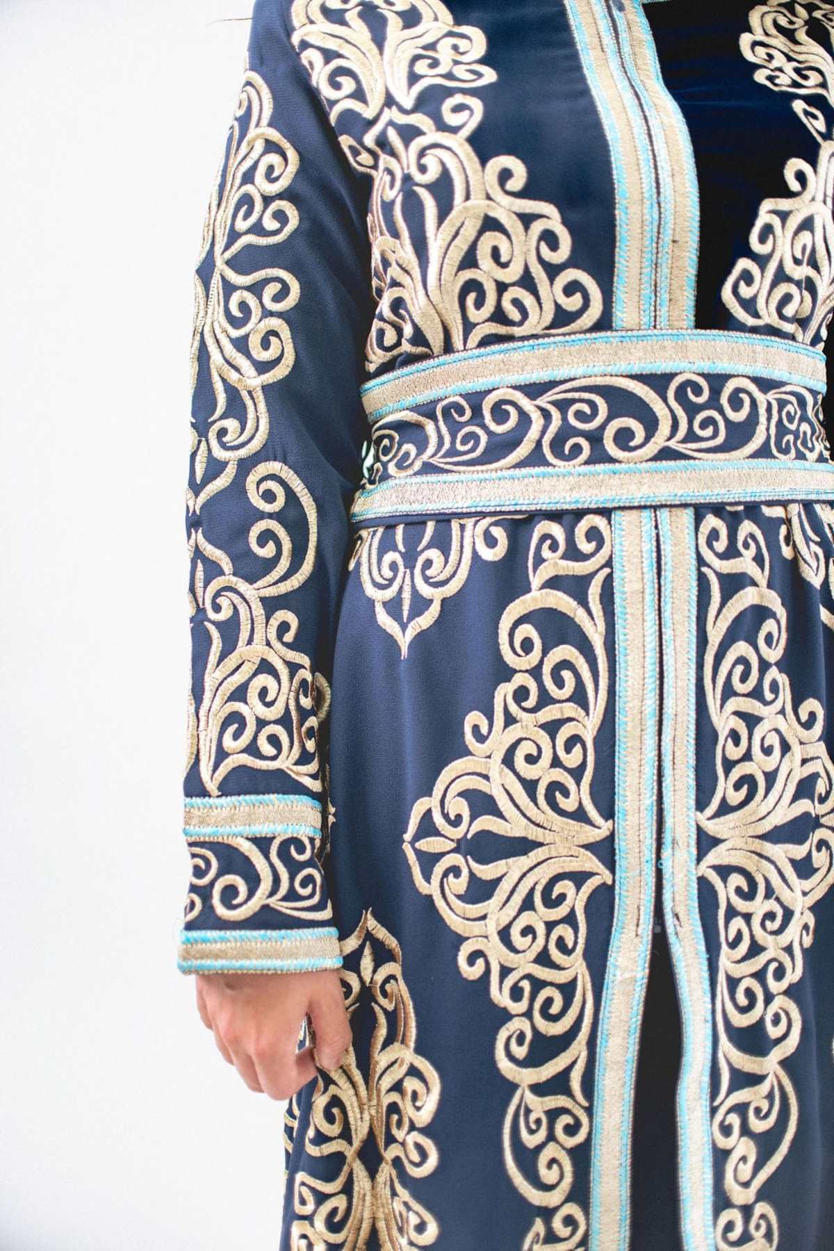 Deerah Arabian Kaftan - Navy Blue - Image 2 of 4