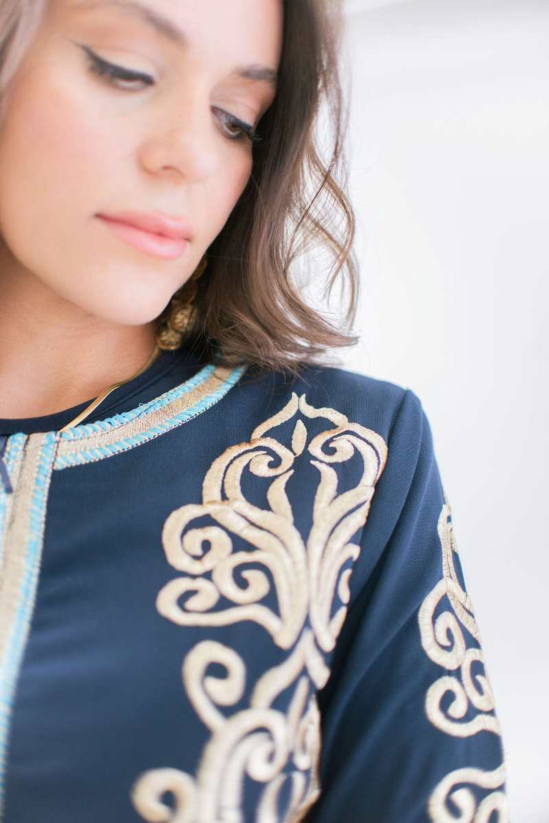 Deerah Arabian Kaftan - Navy Blue