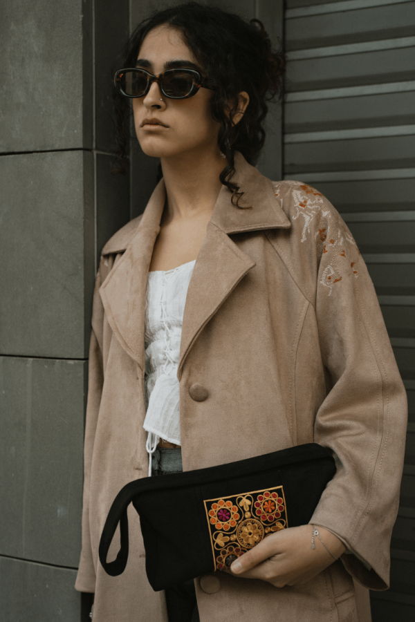 Deerah Bethlehem Embroidered Baguette Bag