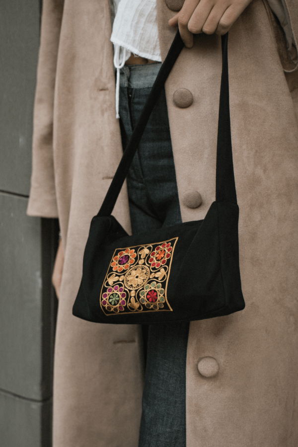 Deerah Bethlehem Embroidered Baguette Bag