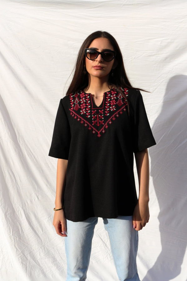 Deerah Fallahi Hand-Embroidered Linen Shirt