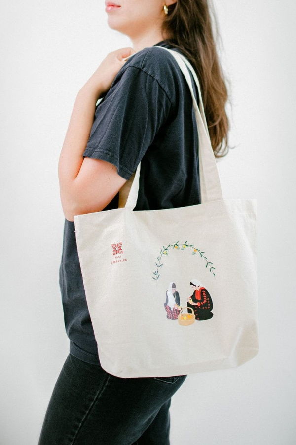 Deerah Harvest Print Tote Bag - Natural Beige