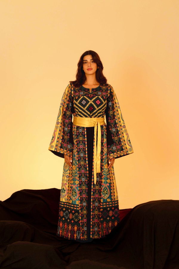 Deerah Navy and Gold Traditional Palestinian Thobe