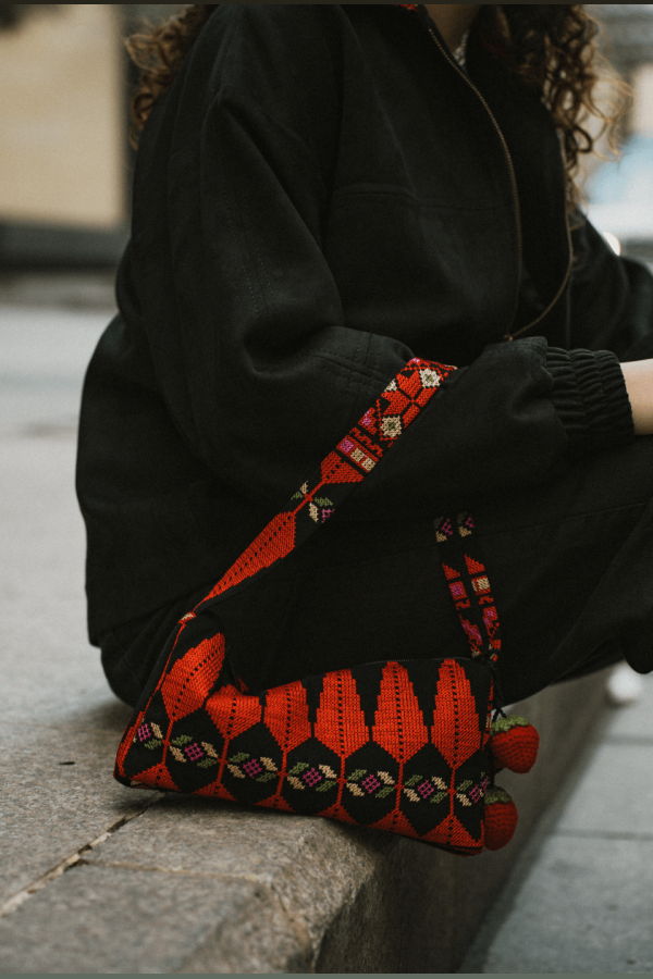 Deerah Tree of Life Embroidered Baguette Bag