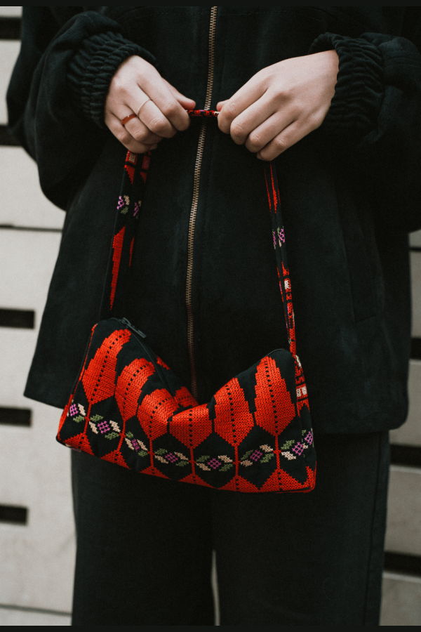 Deerah Tree of Life Embroidered Baguette Bag