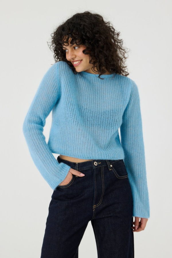 The Knotty Ones Skraistas Silk & Mohair Cropped Cardigan - Seaglass