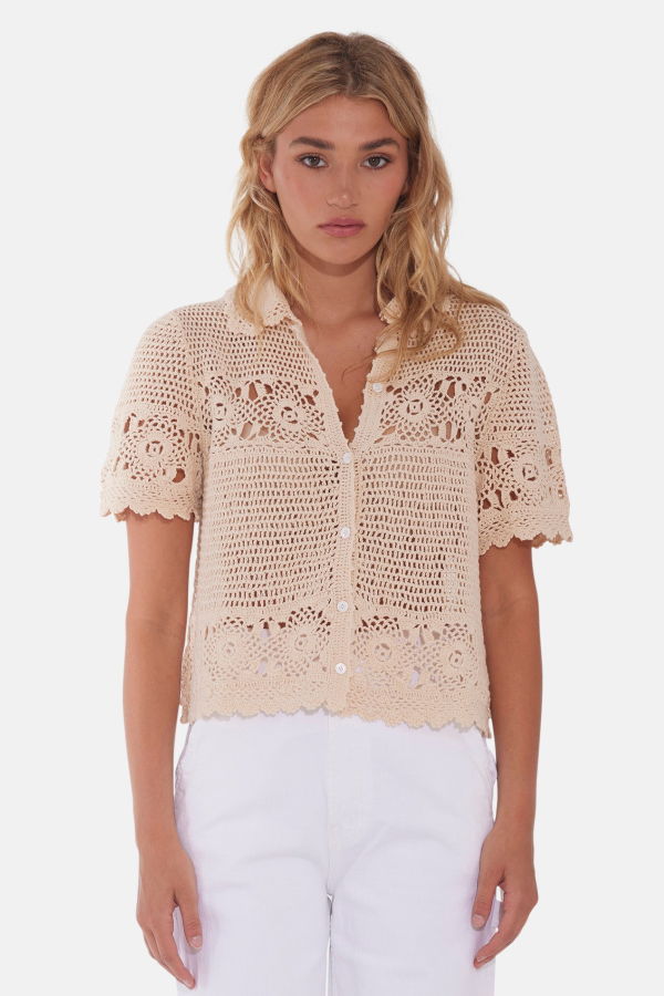 The Tile Club Molly Crochet Shirt - Natural