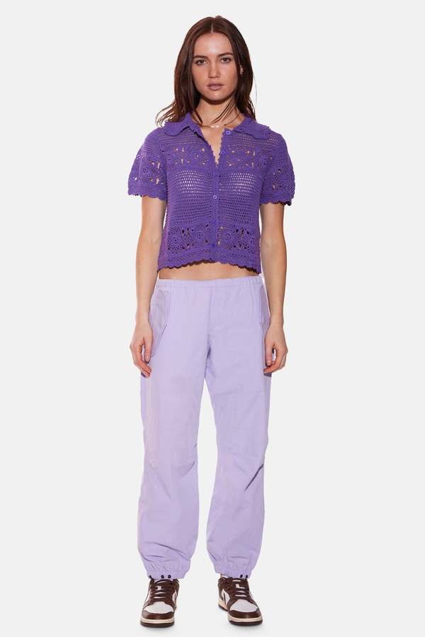 The Tile Club Molly Crochet Shirt - Purple