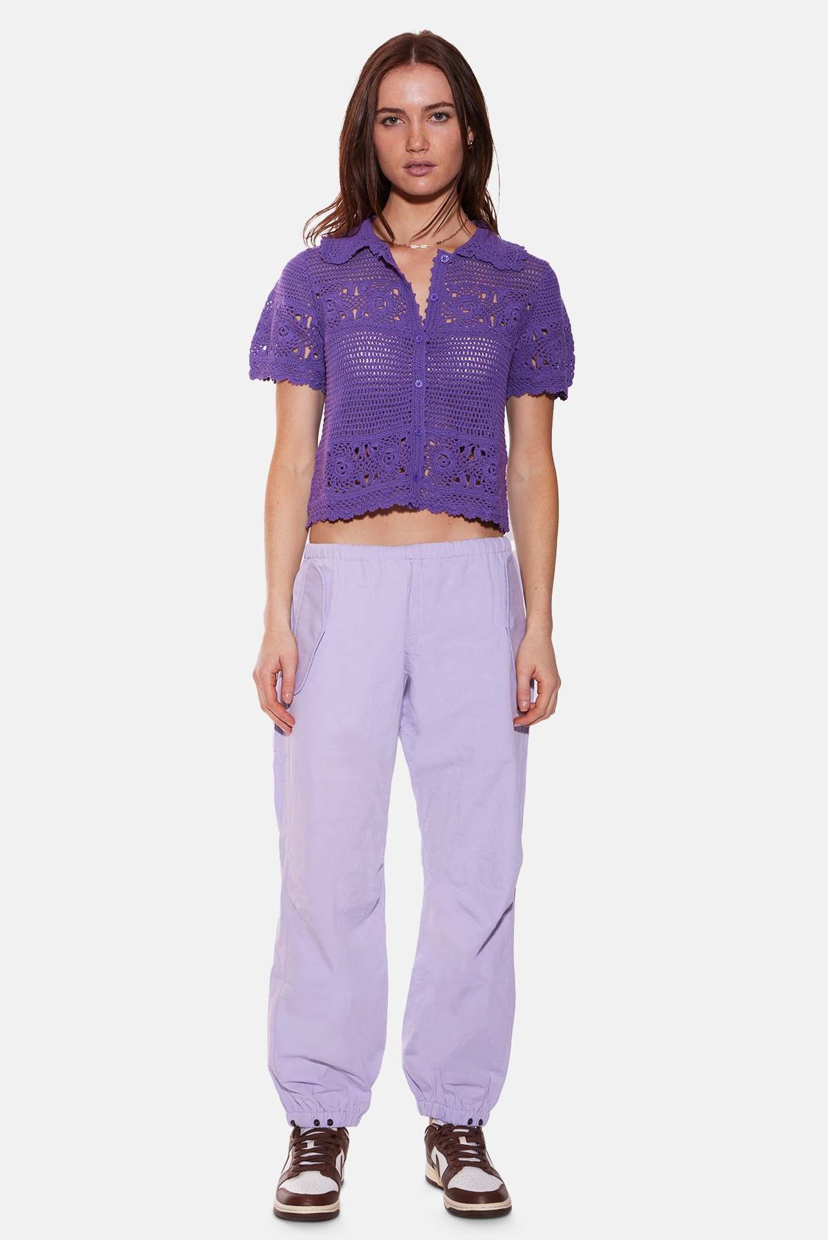 The Tile Club Molly Crochet Shirt - Purple - Image 3 of 3
