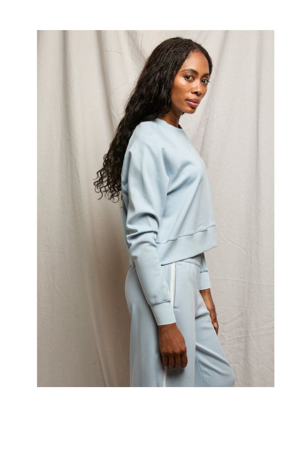 Perfect White Tee Nell Travel Crew Neck Sweatshirt - Powder Blue