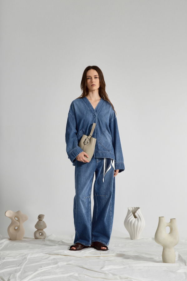 Future Classics Motif Sleeve Denim Jacket - Mid Indigo