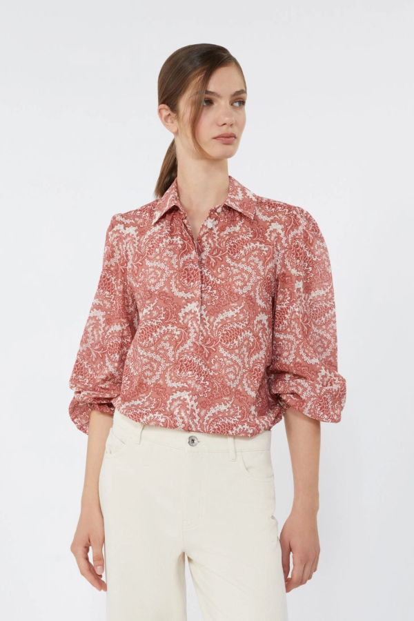 Weekend Max Mara Printed Cotton Voile Shirt - Cherry