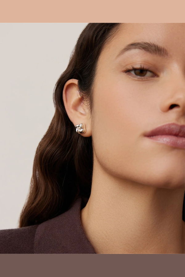 Jenny Bird Mini Woven Square Earrings - Silver