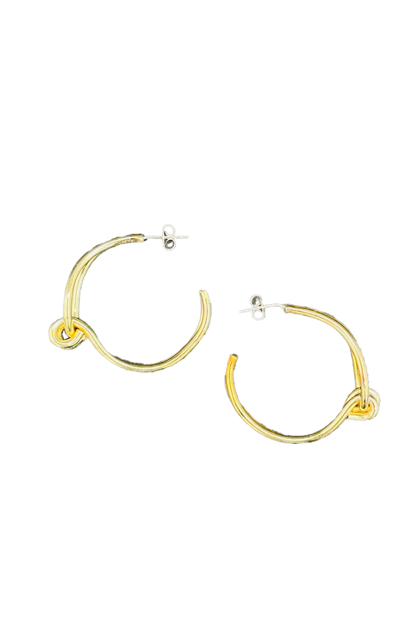 Line & Label Knot Hoops Earrings