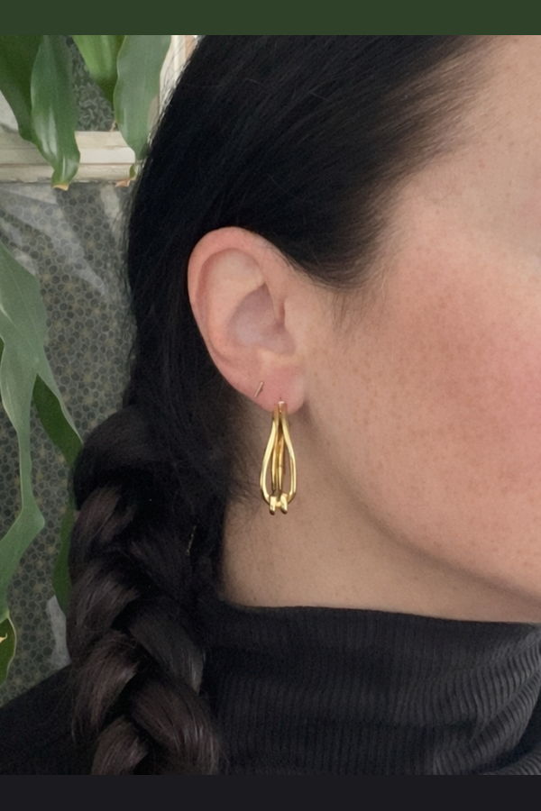 Line & Label Knot Hoops Earrings