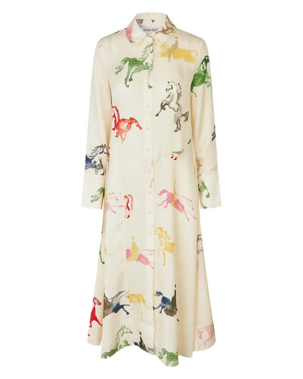 Stine Goya Front Placket Midi Polo Dress - Cream Stine Goya Front Placket Midi Polo Dress - Cream