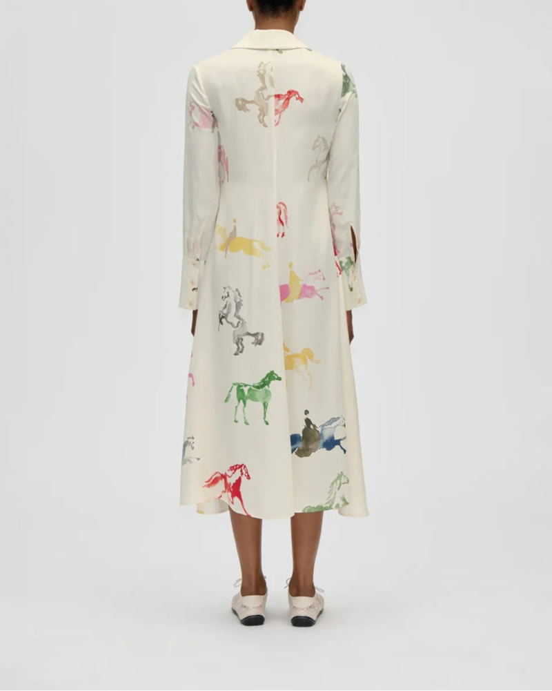 Stine Goya Front Placket Midi Polo Dress - Cream