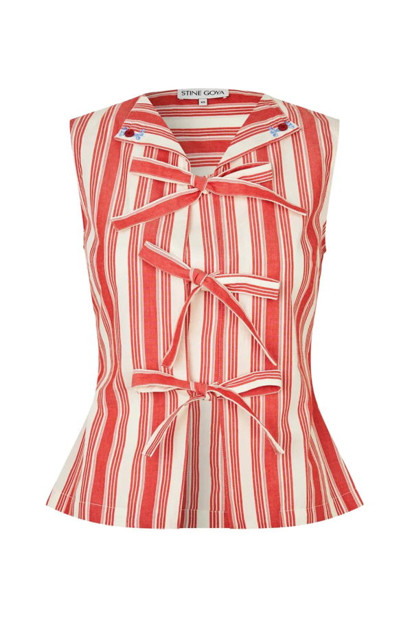 Stine Goya Tie Front Vest Top - Red