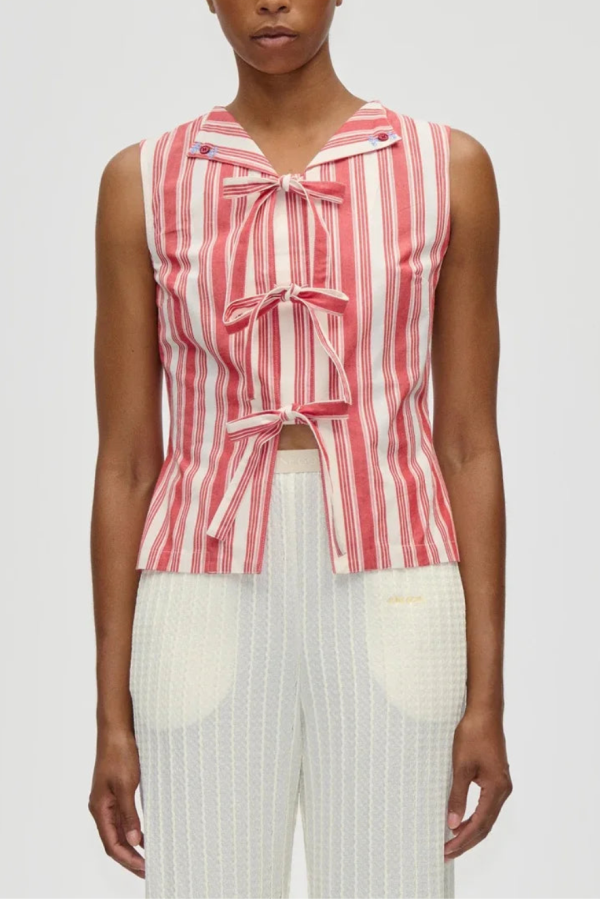 Stine Goya Tie Front Vest Top - Red