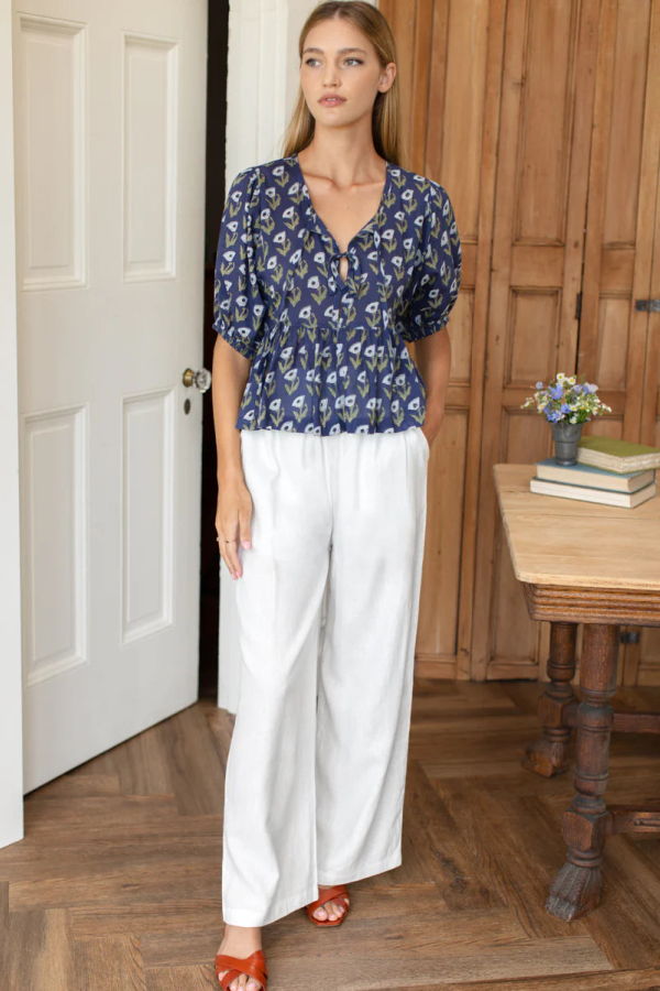 Emerson Fry Pressed Poppies Bastian Top - Indigo