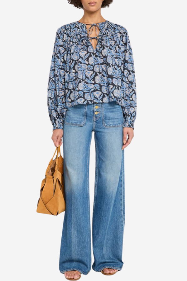 Ulla Johnson Florelle Long Sleeve Cotton Blouse Top - Zinnia