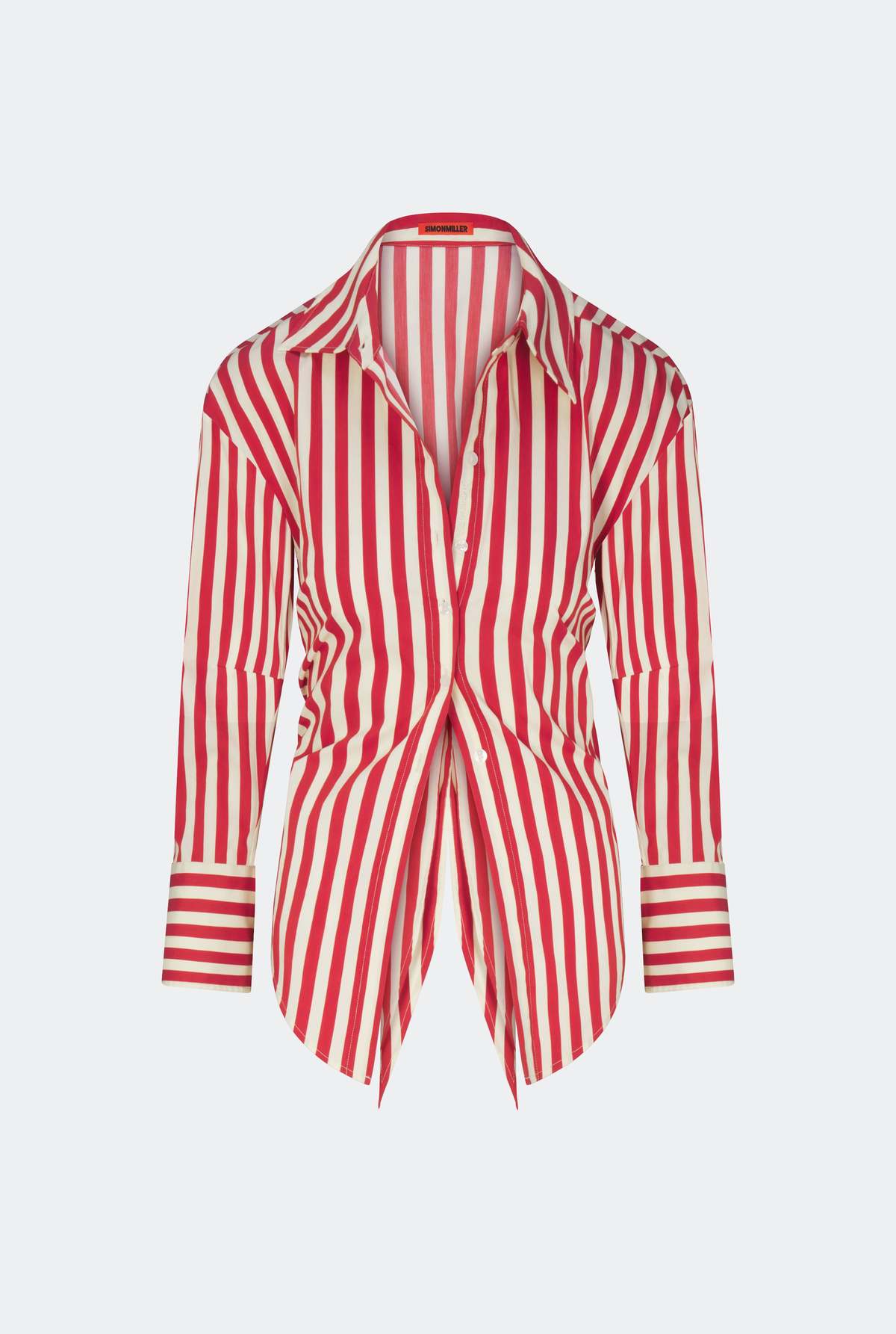 Simon Miller Loch Poplin Button Up Top - Venetian Red Stripe - Image 7 of 7