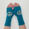 Sardine Clothing Co. Peace Fingerless Cashmere Gloves - Grey/Turquoise - Thumbnail 1