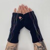 Sardine Clothing Co. Squiggle Fingerless Cashmere Gloves - Rainbow/Blackon Black - Thumbnail 1