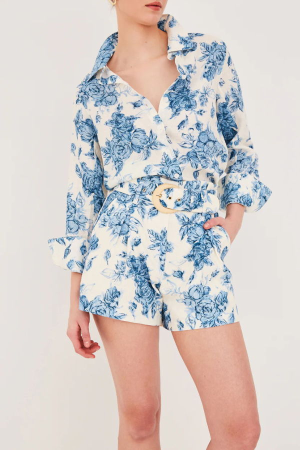 Cara Cara Perfect Shirt - Tossed Floral Blue