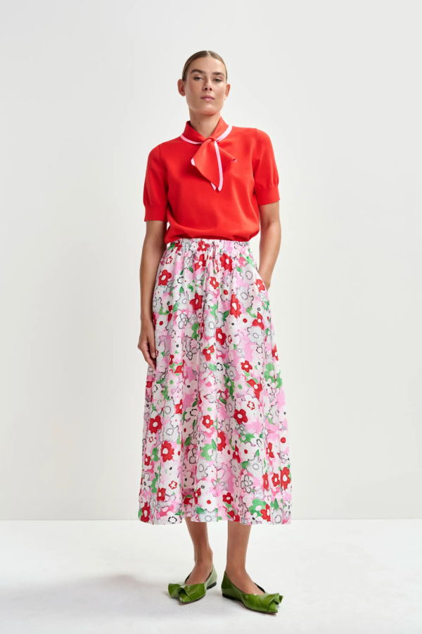 Essentiel Antwerp Julianne Floral Jacquard Midi Skirt