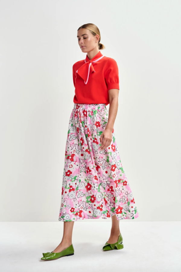 Essentiel Antwerp Julianne Floral Jacquard Midi Skirt