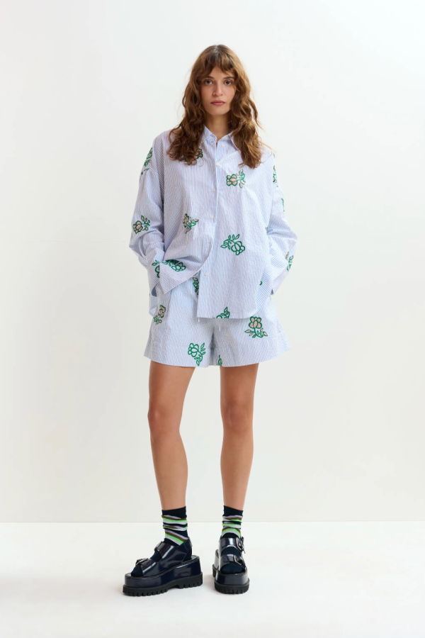 Essentiel Antwerp Juste Embroidered Mini Shorts