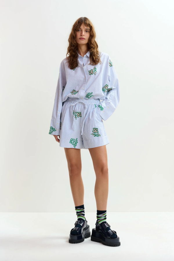 Essentiel Antwerp Juste Embroidered Mini Shorts