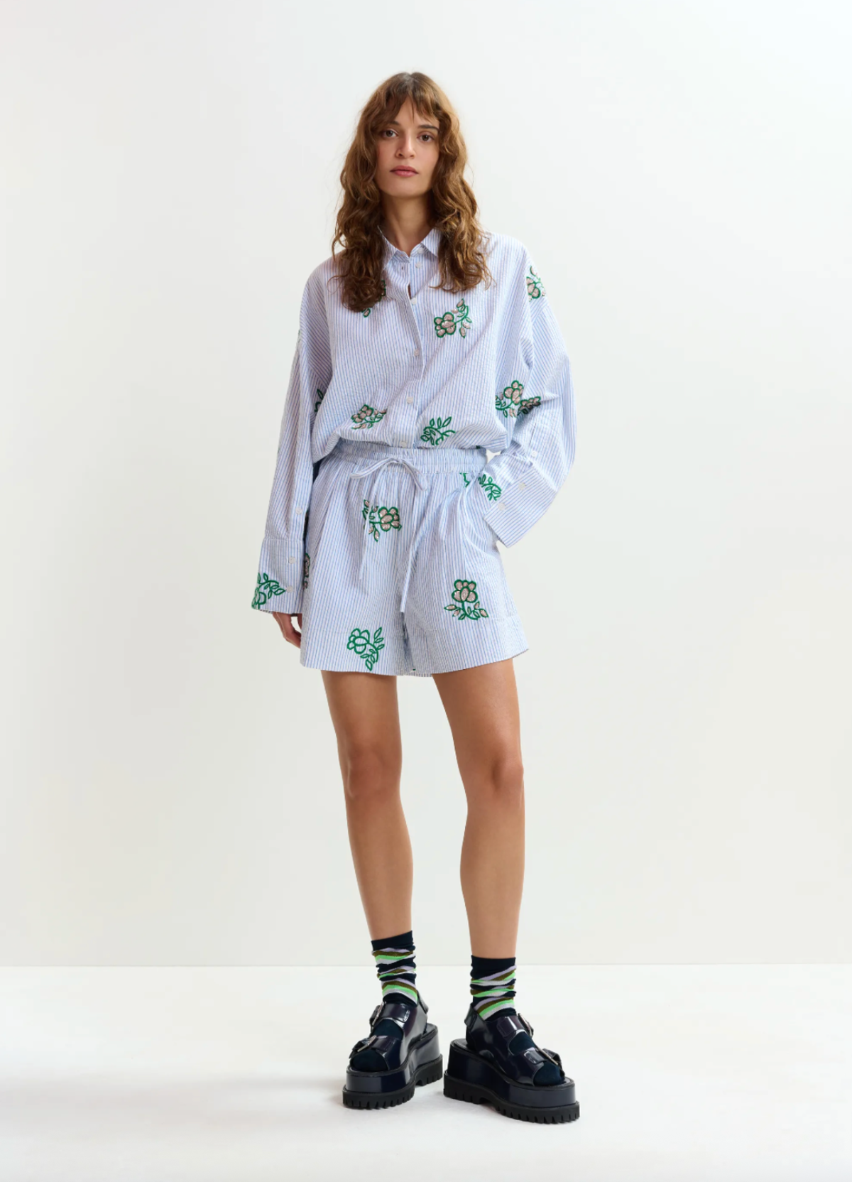 Essentiel Antwerp Juste Embroidered Mini Shorts - Image 2 of 6