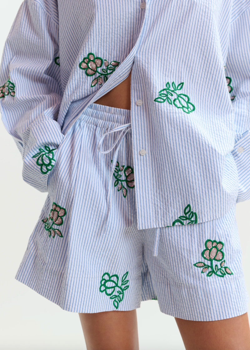 Essentiel Antwerp Juste Embroidered Mini Shorts