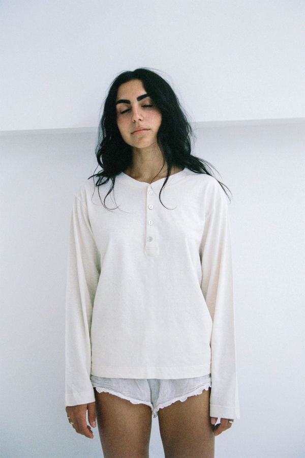 Merge Bay Hemp Henley Top - Natural