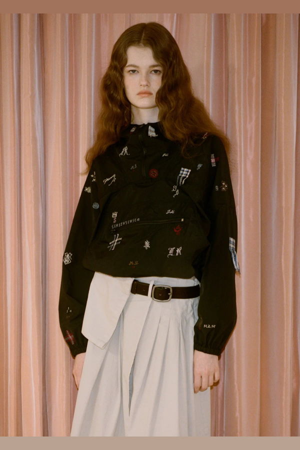 Sea NY Claira Embroidered Windbreaker - Navy