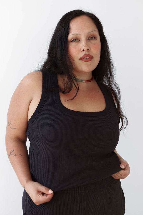 Noble Waffle Square Crop Tank - Ash