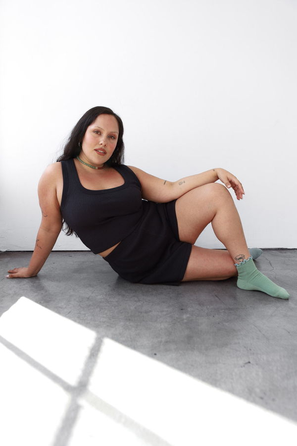 Noble Waffle Square Crop Tank - Ash