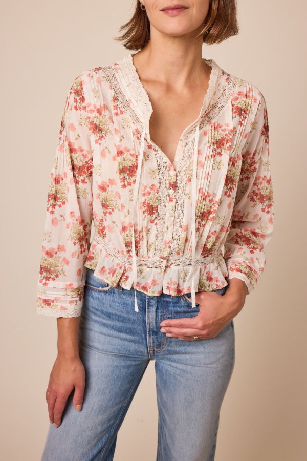 DÔEN Hillock Top - Ivory Lantana Floral