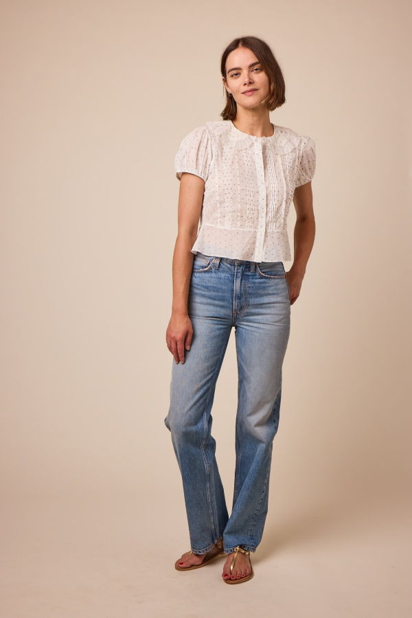 DÔEN Oleta Top - Salt Flock Dot