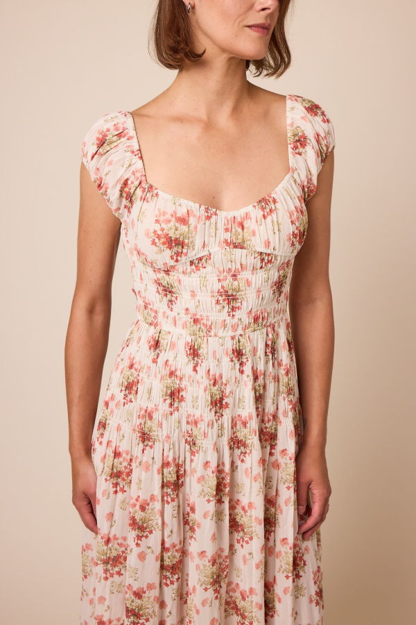 DÔEN Quinette Dress - Ivory Lantana Floral