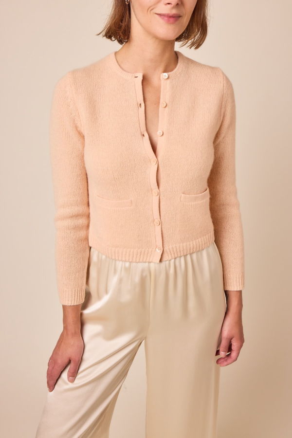 DÔEN Thea Cashmere Cardigan - Light Peach Sorbet