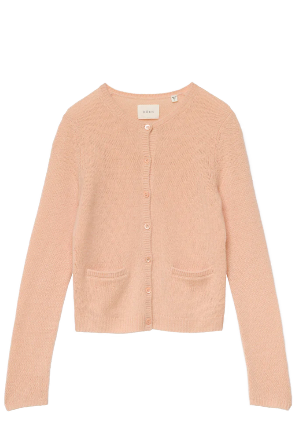 DÔEN Thea Cashmere Cardigan - Light Peach Sorbet
