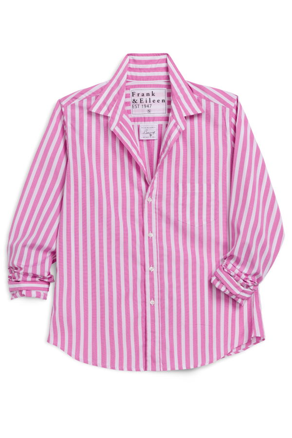 Frank & Eileen Barry Tailored Button-Up Wide Pink Stripe Shirt