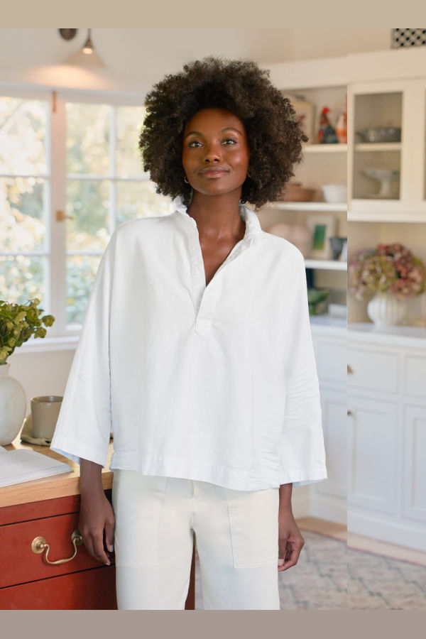 Frank & Eileen Gabi Popover Shirt - White