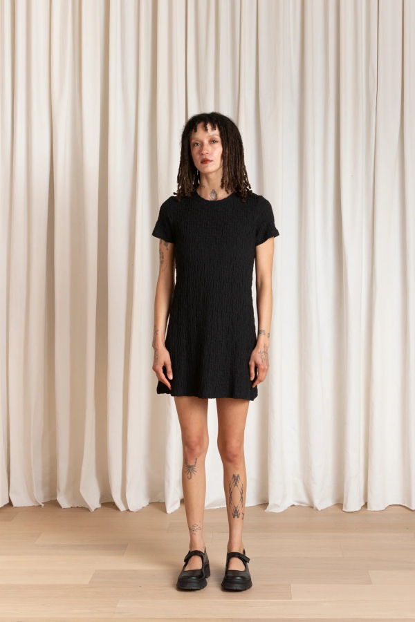 Ali Golden Mini Textured T-Shirt Dress