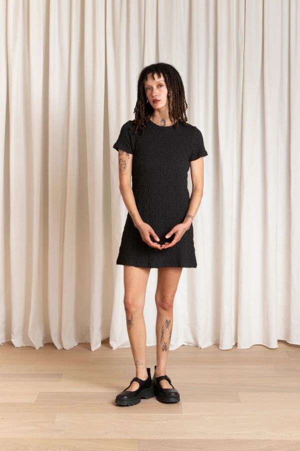 Ali Golden Mini Textured T-Shirt Dress