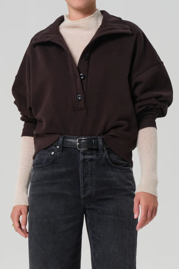 Citizens of Humanity Mirelle Funnel Neck Sweatshirt - Chocolate